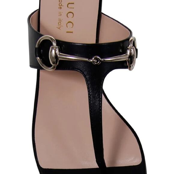 GUCCI Lady Horsebit leather thong sandals - Picture 4 of 8